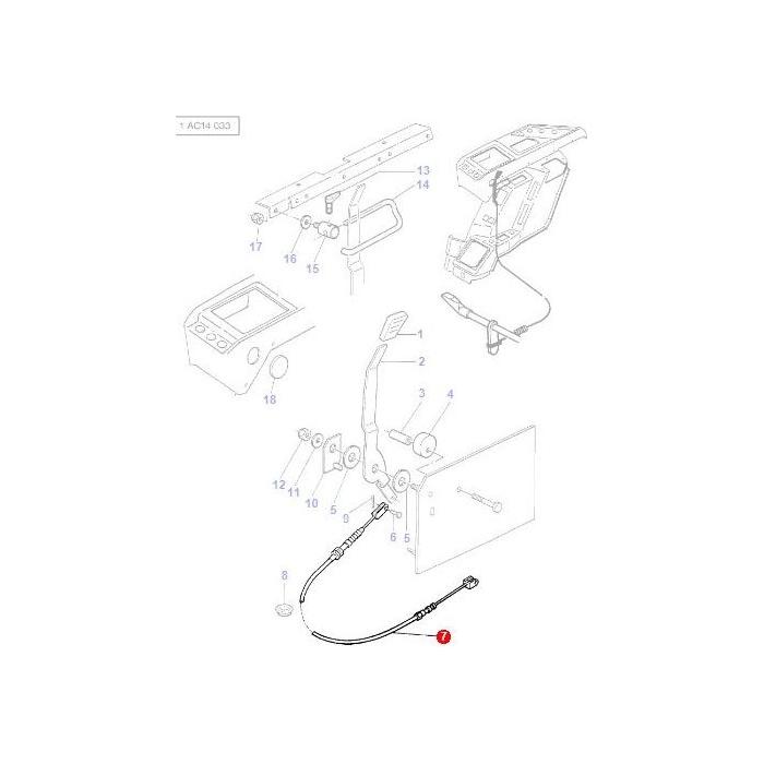 Hand Throttle Cable - 3615918M1 - Massey Tractor Parts