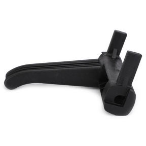 The AGCO Massey Ferguson 3000 Series Rear Window Handle (3619605M1) is a black plastic door latch lever featuring a textured grip and two vertical prongs on one side, compatible with Massey Ferguson 3000 Series tractor parts.