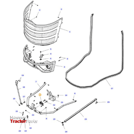 Massey Ferguson Hasp - 4352474M1 | OEM | Massey Ferguson parts | Grilles & Cowls-Massey Ferguson-Cabin & Body Panels,Farming Parts,Panels,Tractor Body,Tractor Parts