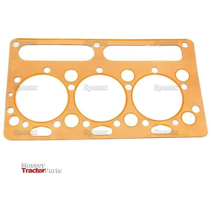 On a white background, a rectangular metal head gasket with multiple circular cutouts, labeled "Sparex," is displayed. This asbestos-free gasket, designated as Sparex Part No.S.40620, is specifically designed for Perkins AD3.152, 3.152, and AT3.152 engines. The text "Massey Tractor Parts" appears in the lower-left corner.