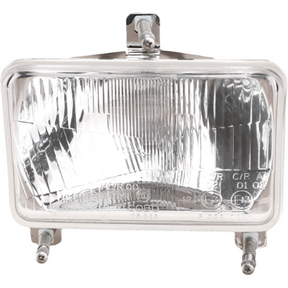 The AGCO Massey Ferguson - Headlight - 1693943M93 features a clear, ribbed lens and metal mounting brackets, designed specifically for the Massey Ferguson 200 Series.