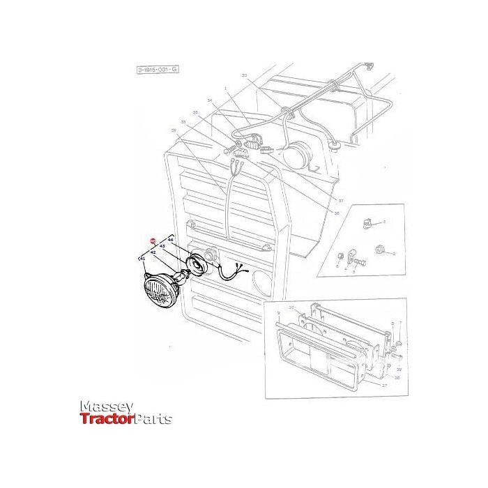 Headlight R/H Right Hand Dip - 1672768M91 - Massey Tractor Parts