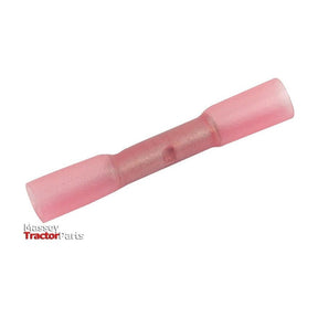 A red Heat Shrink Insulated Connector with "Sparex" text in the corner, ensuring optimal insulation for various wire thicknesses. Product Name: Heat Shrink Insulated Connector - Red | Sparex Part No.S.13404.