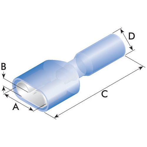 Heat Shrink Insulated Female Spade Terminal - Blue ( - )
 - S.13408 - Farming Parts