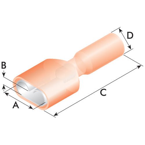 Heat Shrink Insulated Female Spade Terminal - Red ( - )
 - S.13407 - Farming Parts