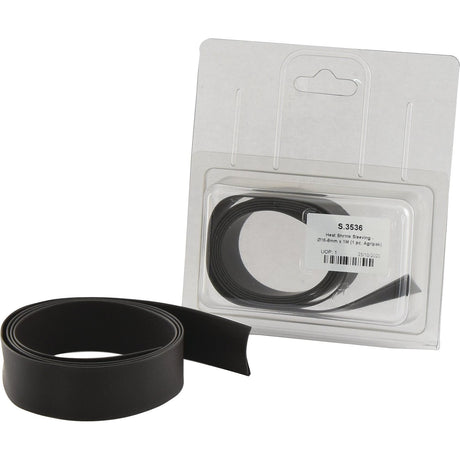 The Heat Shrink Sleeving - Ø16-8mm x 1M (1 pc. Agripak) from Sparex (Part No.S.3536) is coiled neatly in and out of its transparent plastic retail packaging.