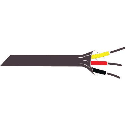 Cross-section of a black Ø4.8mm cable, featuring three exposed internal wires in yellow, red, and black, neatly contained with Sparex Heat Shrink Sleeving (Ø4.8mm x 1.2M | Sparex Part No.S.151434).