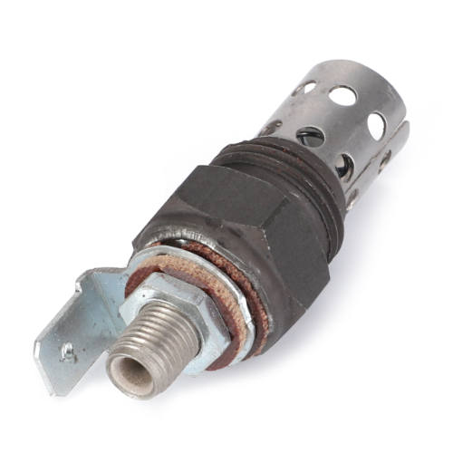 The AGCO Massey Ferguson Heater Plug (3583543M2) features a perforated cylindrical probe, a hexagonal nut, a threaded fitting, and a mounting bracket designed for seamless integration with Massey Ferguson equipment.