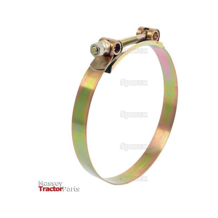 A close-up image of a heavy-duty hose clip in galvanized steel with a single bolt for tightening, labeled with "Sparex" and "Massey Tractor Parts" logos, featuring Sparex Part No. S.11405 for hoses with a diameter of Ø188-200mm.