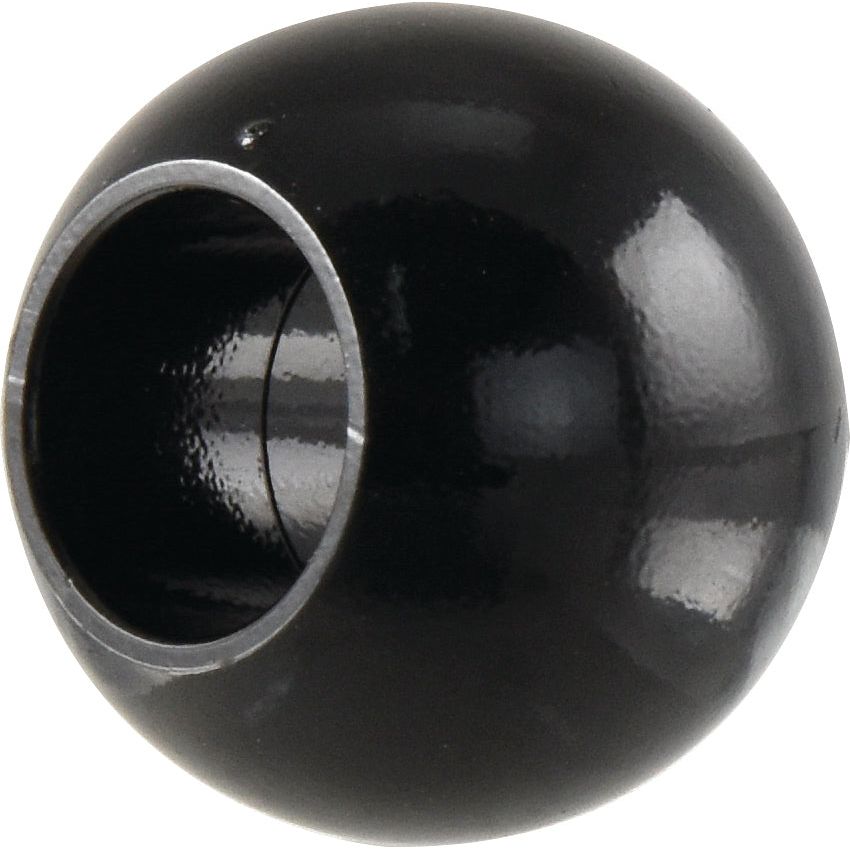 Introducing the Sparex Heavy Duty Lower Link Ball (Cat. 2/2) - S.148194: a durable, shiny black hollow sphere with a cut-out opening on one side, featuring heavy-duty construction and EPD plating for superior corrosion protection.
