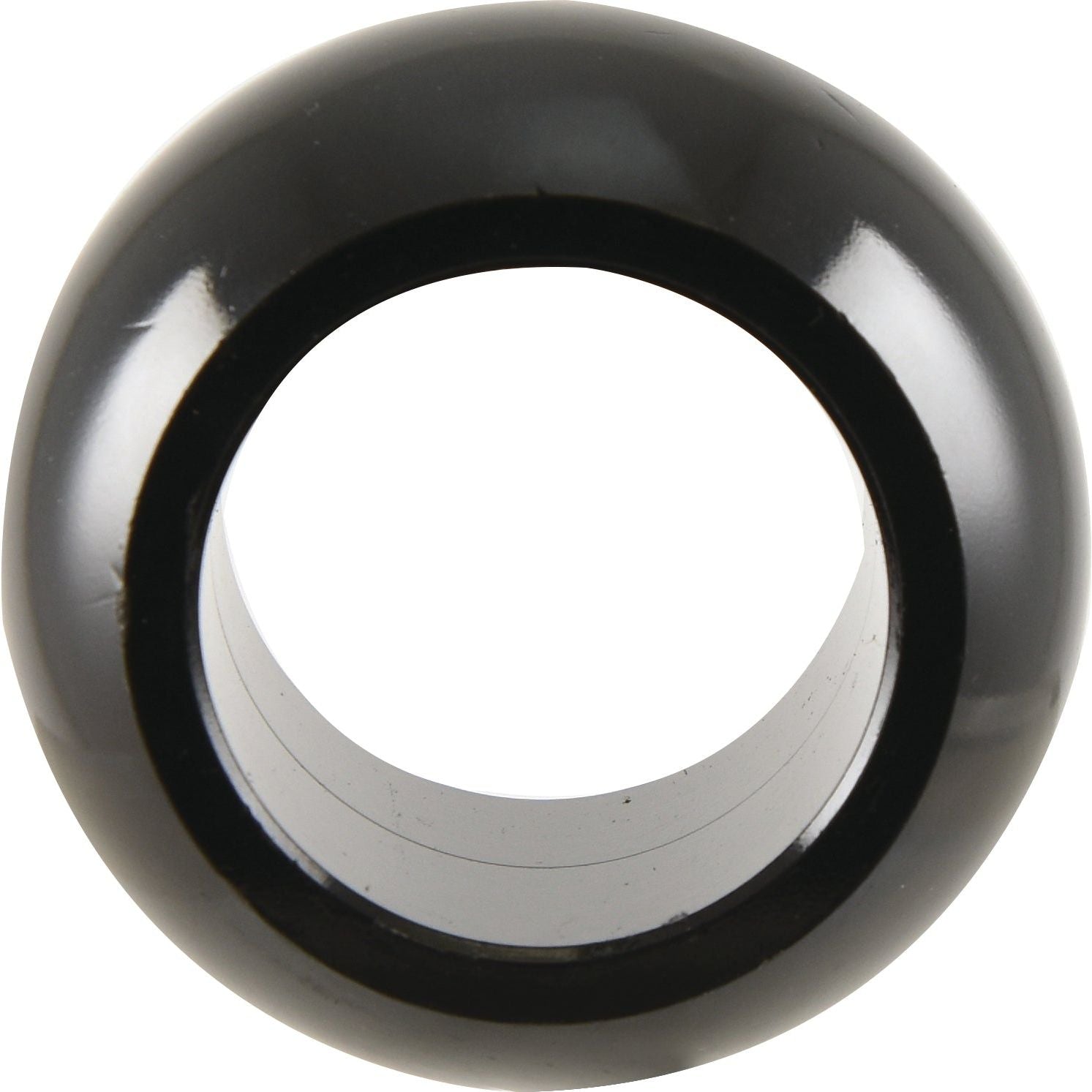 Introducing the Sparex Heavy Duty Lower Link Ball (Cat. 4/4) - S.148202: a black, hollow, cylindrical object with a smooth, glossy surface viewed directly from the front, enhanced by EPD Plated technology for superior corrosion protection.