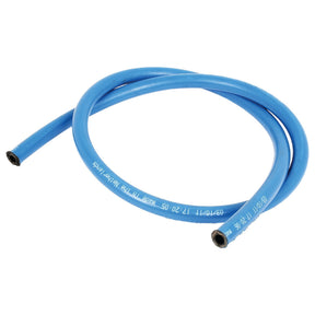 A coiled, blue Parker Heavy Duty Pressure Washer Hose 5/16'' (Sparex Part No. S.56437) from Sparex, featuring printed white text along its length and open ends.