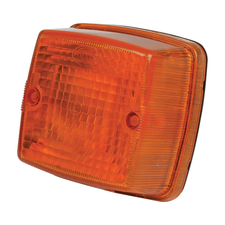 Close-up of a Sparex Indicator Light (Halogen), RH & LH, 12/24V - S.56037 with an amber lens featuring a textured surface and screw holes for mounting, compatible with IP5K9K Hella Bulb.