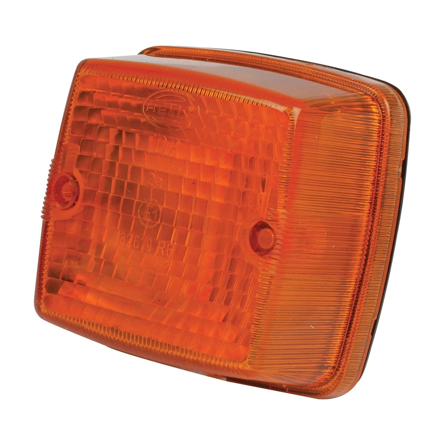 The Sparex Indicator Light, model S.56037, features an amber rectangular lens cover with a textured surface and two screw holes, designed specifically for vehicle signal lights. Compatible with Hella Bulb systems and rated IP5K9K for durability, this 12/24V halogen light ensures your vehicle's signals are both visible and reliable. Suitable for both right-hand and left-hand applications.