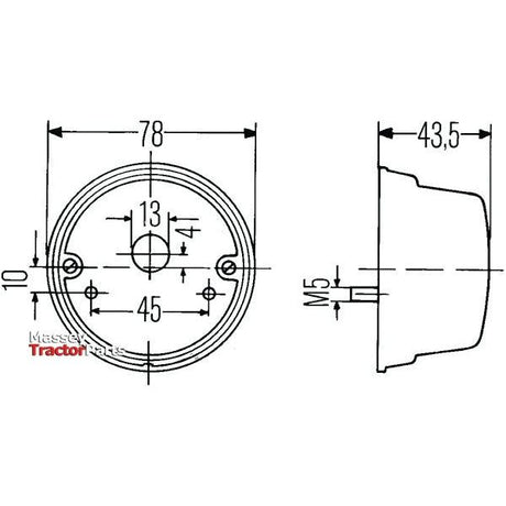 Technical drawing of a circular component with detailed measurements and labels, showing front and side views. Text reads "Rear Combination Light (Halogen), Function: 2 Function, RH & LH, 12V - S.56096" featuring Sparex brand labels.