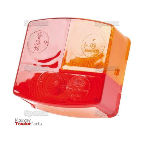 Rectangular red and amber plastic taillight cover with multiple circular markings, designed as a Replacement Lens (Sparex Part No. S.56160) for the Rear Left Light of Case IH vehicles, displayed against a white background.