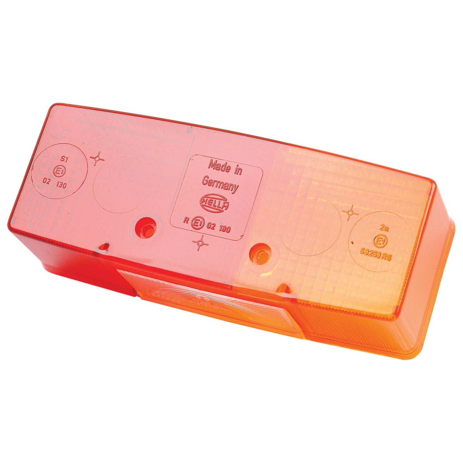 Rectangular red and amber polycarbonate automotive light cover with "Made in Germany," HELLA branding, and regulatory markings, suitable as a Replacement Lens for Sparex Part No. S.56197 (Fits: S.56106), branded by Sparex.