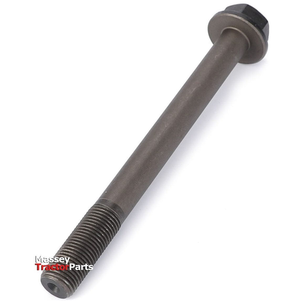 A metal bolt with threading on one end and a hex head on the other, labeled "Massey Ferguson - Hex Socket Bolt - 1476243X1" in the corner. Suitable for MF Models, this robust AGCO product is built to last.
