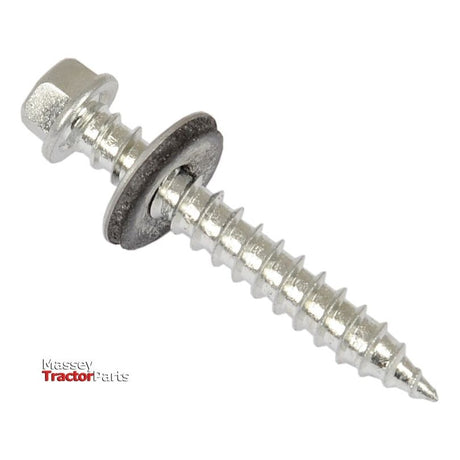 A zinc-plated hexagon head self-fixing (TEK) screw with an attached washer on a white background. Measuring 6.3x25mm, the silver metal screw is branded "Sparex," carrying the Sparex Part No.S.27065 and following the DIN 7504K standard.
