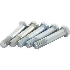 Five Hexagonal Head Bolts (TH) - F10, each 5/8'' x 84mm with a tensile strength of 8.8, arranged in a row on a white background.
