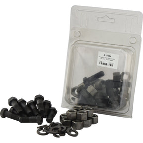 A collection of Hexagonal Head Bolts with Nuts (TH) - 7/16" x 1 1/4", featuring a tensile strength of 12.9, provided in a clear plastic package containing 12 pieces, including some placed inside and others outside the package. This product is available under Sparex Part No. S.27534, branded by Sparex.