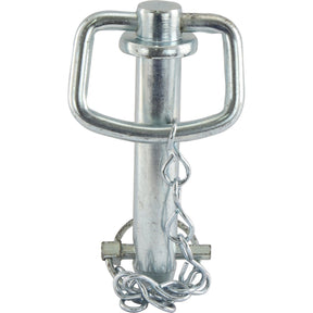 A Hitch Pin with Chain & Linch Pin 22x98mm (Sparex Part No. S.16739) by Sparex, featuring a metal linchpin with a handle, an attached safety chain, and an overall length of 146mm.