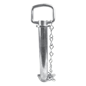 The Sparex Hitch Pin with Chain & Linch Pin 25x157mm, also known as Sparex Part No. S.410, is a metal hitch pin featuring a handle on top, an attached safety chain on its side, and a working length of 157mm.