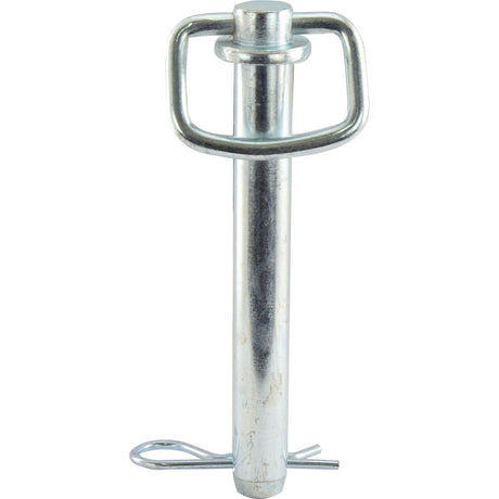 The Sparex Hitch Pin with Grip Clip, measuring 25x183mm (Part No. S.15201), features a square handle at the top and a wire lock at the bottom, and is commonly used to secure trailer couplings or equipment.