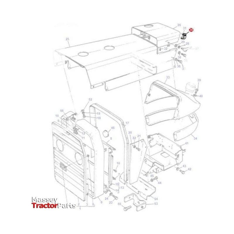 Massey Ferguson Hook - 001667U1 | OEM | Massey Ferguson parts | Bonnets-Massey Ferguson-Assemblies,Bonnet Catches,Bonnets & Components,Cabin & Body Panels,Farming Parts,Tractor Body,Tractor Parts