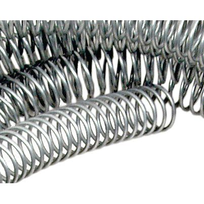 Close-up of three metallic coil springs arranged side by side, wrapping Ø20mm, showcasing their coiled structure and metallic texture reminiscent of the Sparex Hose Guard Coil (Steel) - Wrapping Ø20mm x 10m.