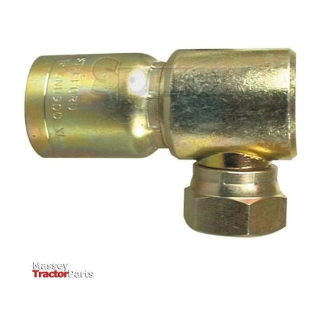 Close-up of a Sparex Hose Insert 3/8'' x - S.2170606, a metal elbow hydraulic fitting with a threaded end, designed for connecting hoses or pipes. The Massey Tractor Parts logo is visible in the bottom left corner, highlighting the quality and compatibility provided by the Sparex brand with nominal I.D. measurements.