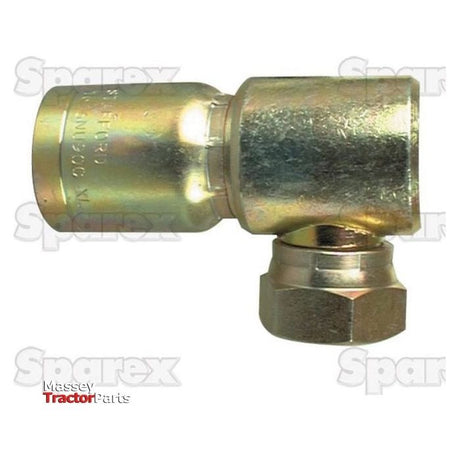 A Sparex Hose Insert 3/8'' x - S.2170806, this metal hydraulic fitting boasts an angled connector and hexagonal nut with the distinctive "Sparex" logo in the background, designed for a specific nominal I.D. to ensure optimal compatibility.
