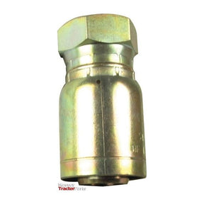 The Sparex BSP 60° Hose Insert 5/8'' x 5/8" x 14 TPI; Female Straight Swivel - S.2121010, a metallic hydraulic hose fitting with a hexagonal nut and cylindrical body, suitable for various applications, is shown against a plain white background.
