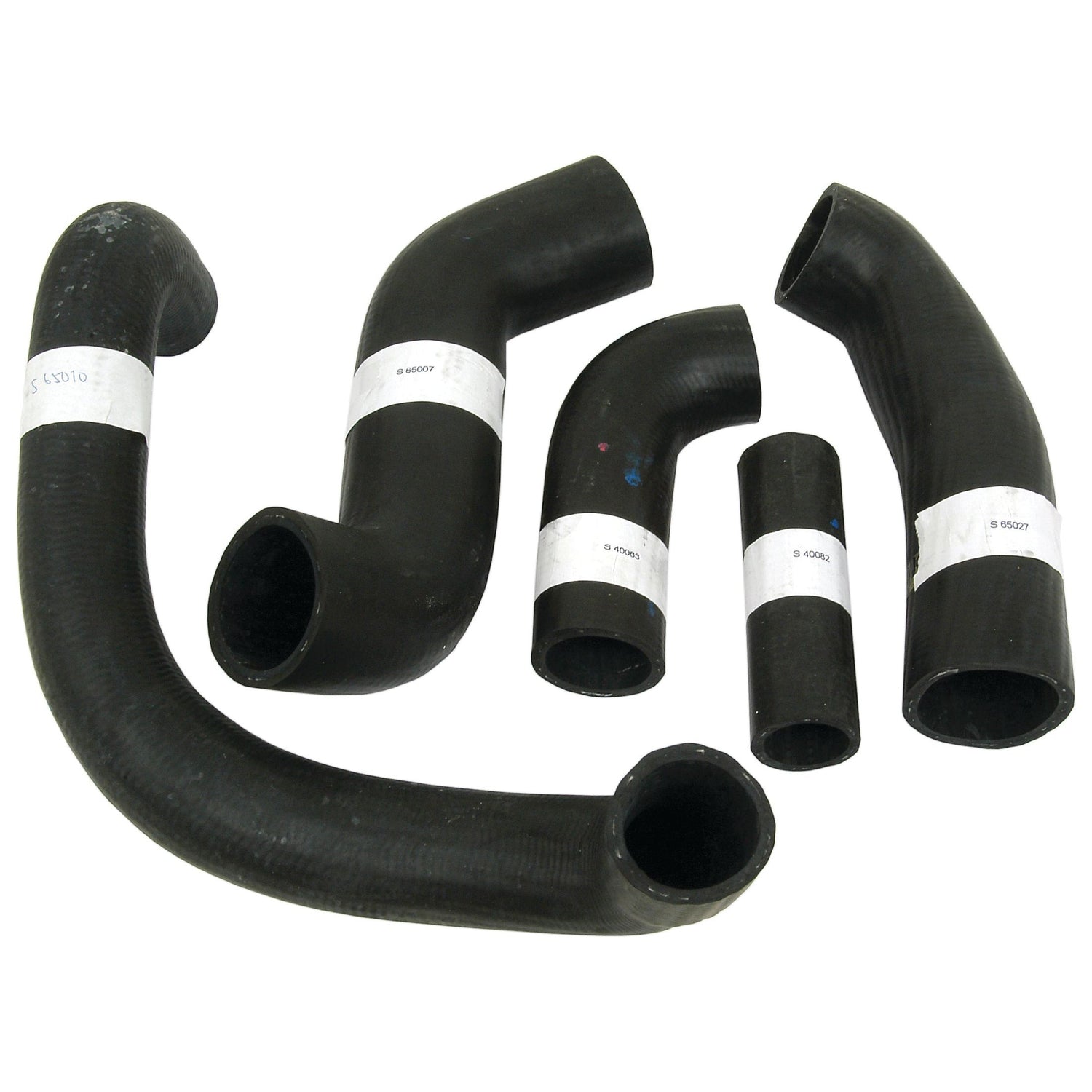 A collection of six black rubber hoses, ideal for Ford / New Holland DEXTA models, displayed on a white background. The set is marketed under the Sparex brand with Part No. S.66632.