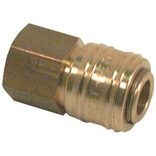 Close-up of a Sparex Hose Coupling 1/4'' | Part No. S.31805, featuring a brass quick-connect fitting with a hexagonal nut on one end and a socket for connecting to another fitting on the other end, perfect for efficient hose coupling.