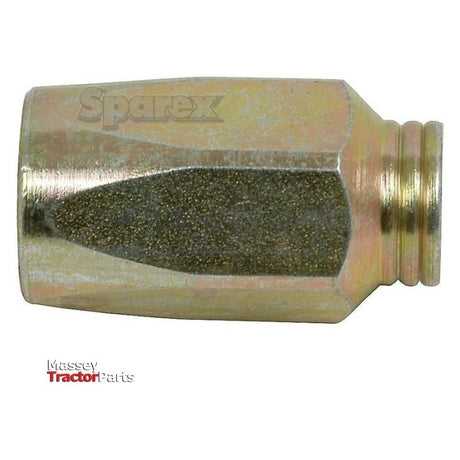 The Hydraulic 2-Piece Re-usable Coupling Ferrule 1/2'' 1-wire non-skive (Sparex Part No. S.4737) features threads on one end and a hexagonal middle section, presented against a white background with visible logos for Sparex and Massey Tractor Parts.