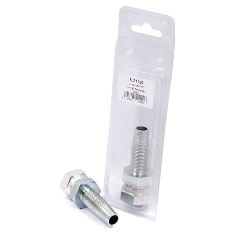 Two Sparex Hydraulic 2-Piece Re-usable Coupling inserts, sized at 1/2'' x 1/2'' BSP female (Sparex Part No. S.21120), are displayed on a white background, with one of them inside plastic packaging.