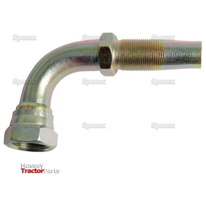 The Hydraulic 2-Piece Re-usable Coupling insert, size 3/4'' x 3/4'' BSP female at a 90° angle from Sparex (Part No. S.4760), is designed for secure connections in plumbing or mechanical systems. The image features logos and text watermarked in the background.