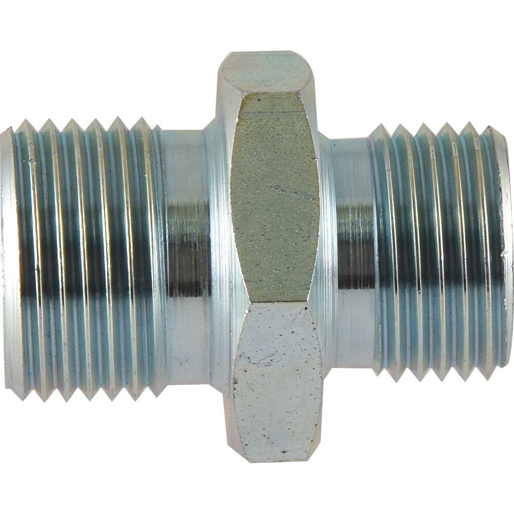 A hydraulic adaptor featuring a 1/2'' BSP male end on one side and a 5/8'' BSP male end on the other, with a hexagonal middle section, offered by Sparex (Sparex Part No. S.35042).