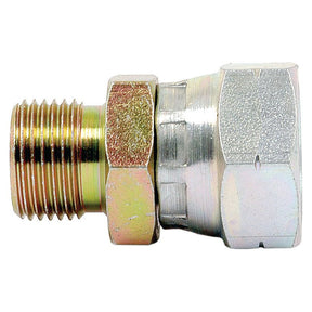 Close-up of a Sparex Hydraulic Adaptor 3/8'' BSP Male x M18x1.50 Metric Swivel Female (Sparex Part No.S.11972), featuring a threaded end and hexagonal nut.