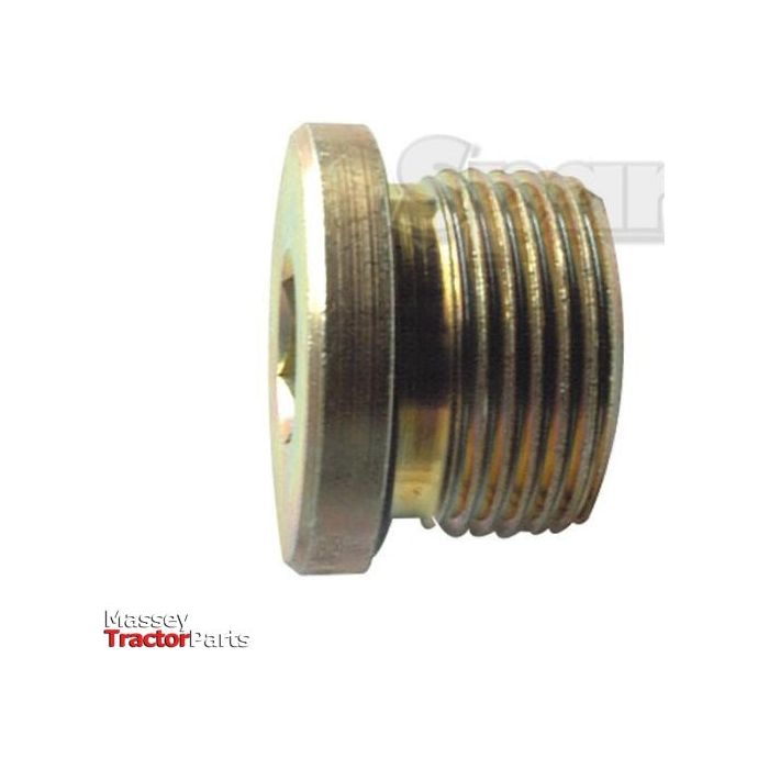 A threaded, metallic Hydraulic Blanking Plug Adaptor 1/4''BSP with a flat top and a hexagonal hole, shown against a white background. "Massey Tractor Parts" text in the bottom left corner, compatible with Sparex components (Sparex Part No. S.34241).