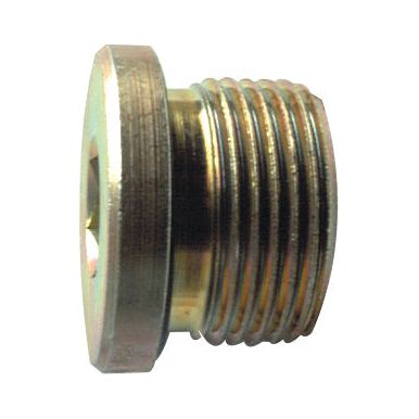 The Sparex Hydraulic Blanking Plug Adaptor 3/8''BSP (Sparex Part No. S.34242) is a metallic hexagonal plug with threaded sides, used for securing or blocking openings in various mechanical systems.