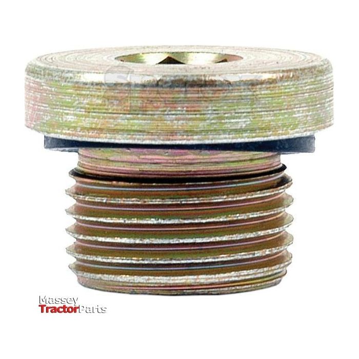 Close-up of a metal tractor part, resembling a hose adaptor, with a threaded, cylindrical bottom and a flat top. The text "Hydraulic Blanking Plug Adaptor M18 x 1.5 | Sparex Part No.S.34234" is in the lower left corner.