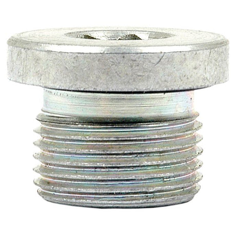 A close-up view of the Sparex Hydraulic Blanking Plug Adaptor M20 x 1.5, Part No. S.34235, featuring threaded grooves and a flat top, resembling a metal hex plug or hose adaptor.