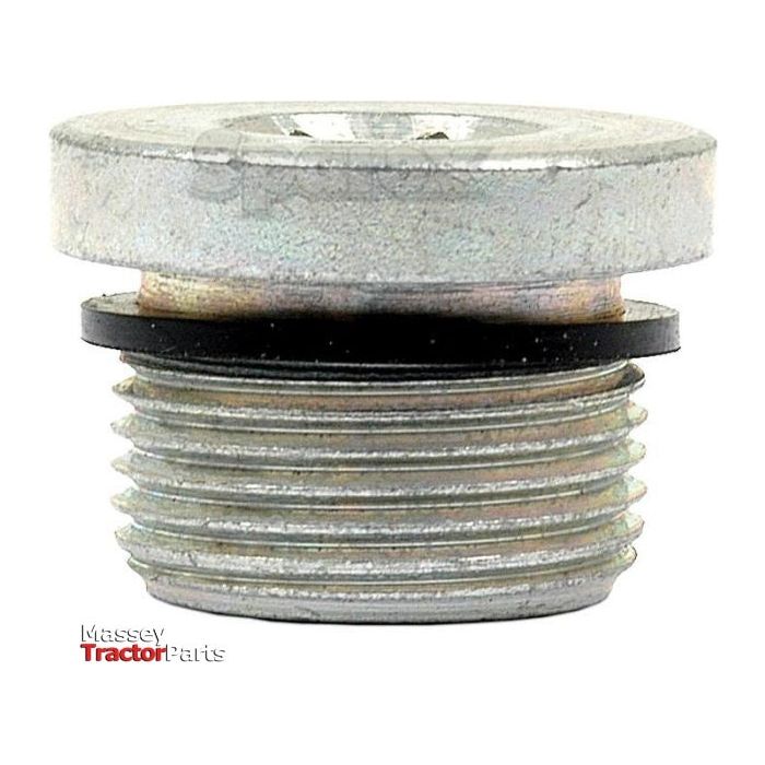 Close-up of a metallic hex head pipe plug with threaded shaft and a black rubber gasket. The "Sparex" logo is in the bottom left corner, and the specifications M22 x 1.5 are noted for the Hydraulic Blanking Plug Adaptor, Sparex Part No. S.34236.