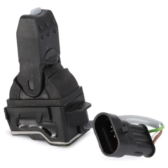 A black and gray automotive sensor with an attached wire connector on a white background, reminiscent of the AGCO Massey Ferguson - Hydraulic Control - 4289763M2 component.