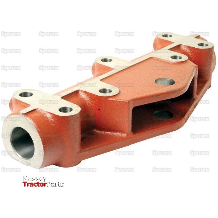 A Hydraulic Cross Shaft Support, bearing the Sparex Part No. S.58952, from the brand Sparex, designed for attachment to engine components on an orange Massey Ferguson tractor with multiple bolt holes.