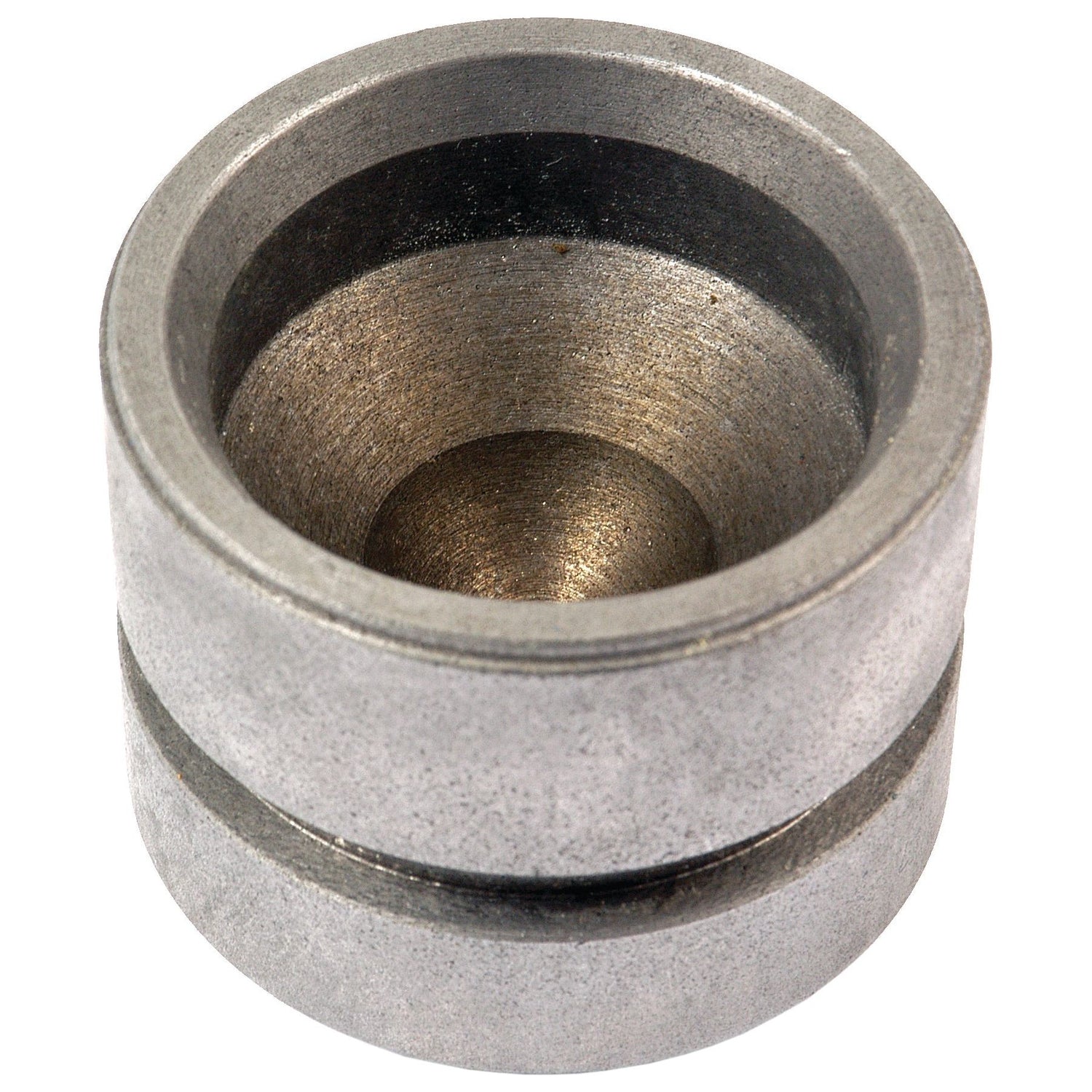A metallic cylindrical object with a hollow center and a groove around its exterior, known as the Hydraulic Cylinder Piston (Sparex Part No. S.66192), is often used in hydraulic lifts and is compatible with Sparex components.