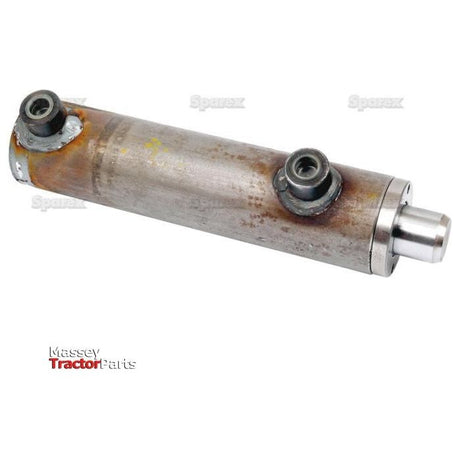 A rusted hydraulic double-acting cylinder designed for Massey Ferguson tractors, marked with "Sparex" logos and a "Massey Tractor Parts" brand label in the bottom left corner. The cylinder bore measures 40mm, ensuring compatibility and efficient performance, and matches the specifications of Sparex Part No. S.59200 (25 x 40 x 100mm).