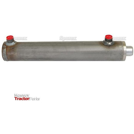 Image of a hydraulic double acting cylinder without ends, marked with red caps on each side. The text "Massey Tractor Parts" is displayed in the bottom left corner. This robust component, known as Sparex Hydraulic Double Acting Cylinder (Part No. S.59232), features a 60mm bore and a 300mm stroke, making it essential for reliable tractor performance.